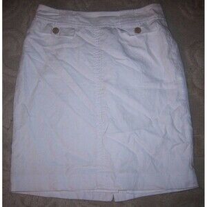 Banana Republic brand white cotton linen straight skirt w vent, ladies' size 0